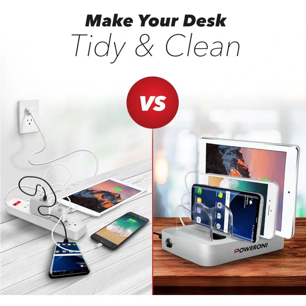 USB Charging Dock - 4-Port‎ - Fast Charging Station for Multiple Devices